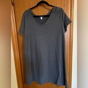 Nine West Tee Shirt Dress V-Neck Tunic Gray